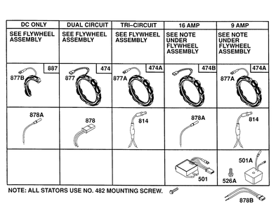 Alternator Chart Diagram and Parts List for 400707-0102-XX  Briggs and Stratton Engine